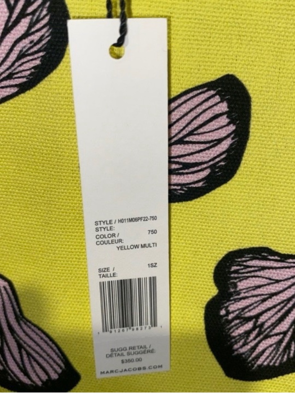 Marc Jacobs Yellow Floral Tote Bag with Black Front Pocket - Picture 5 of 6